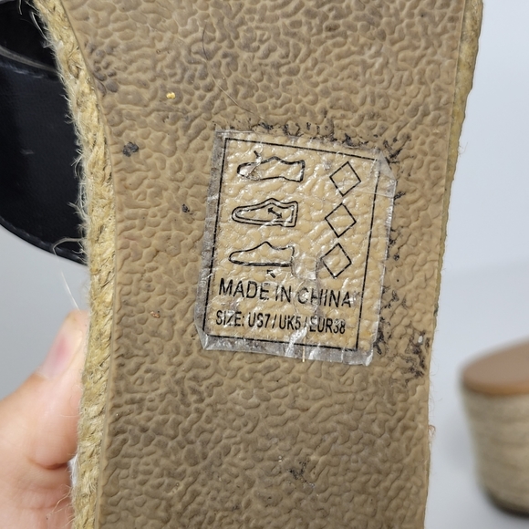 Quipid Platform Espadrilles Black Slides Size 7 - Picture 9 of 11